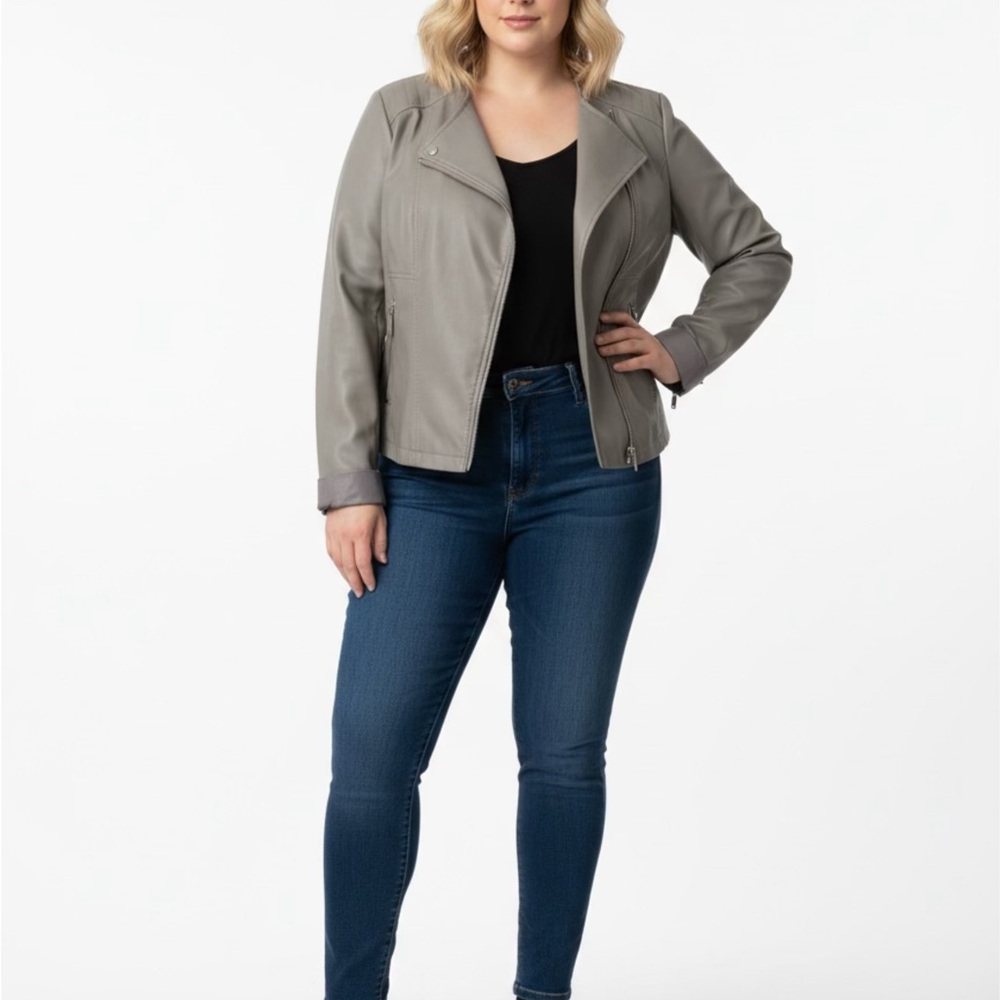 Trendy Gray Moto Jacket